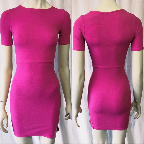 Nasty Gal Size 0 Pink Slit Down Bodycon Dress NWT - Picture 2 of 8